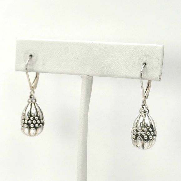 LAGOS Jewelry - Lagos Silver Floral Etched Drop Earrings